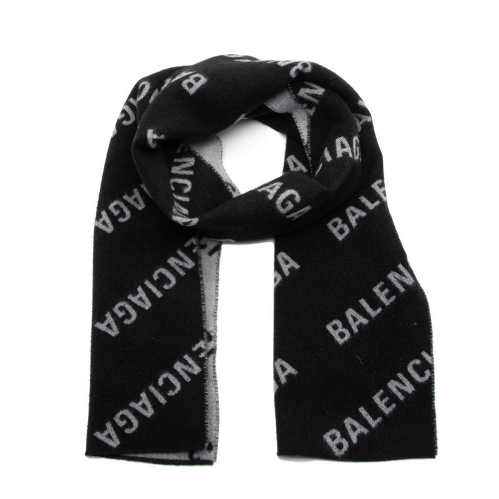 Balenciaga Wool Allover Logo Scarf - Picture 2 of 3